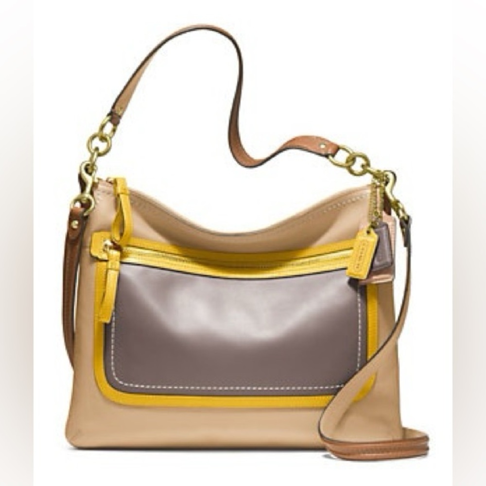 Coach Poppy Leather Colorblock Perri Hippie Leather Convertible